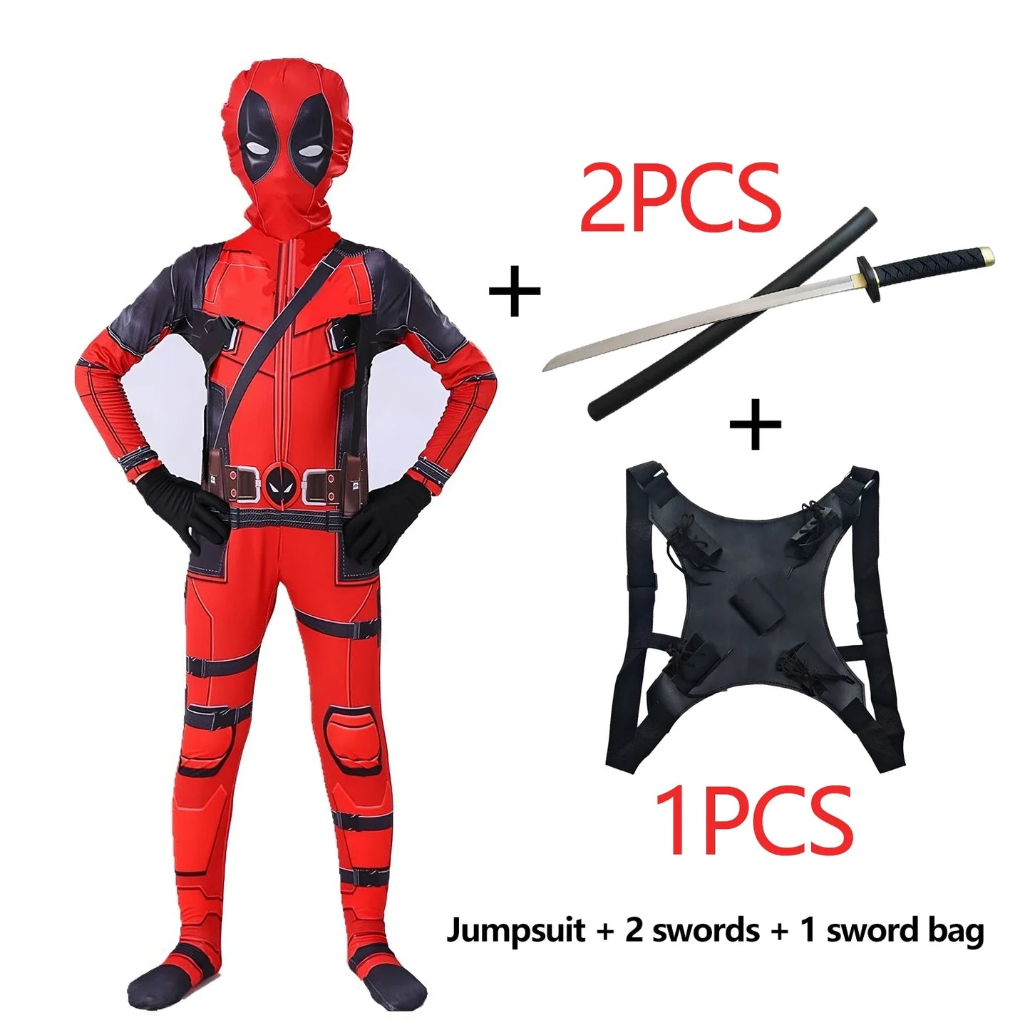 Adult Deadpool Costume Deadpool Kids Suit Cosplay Mask Suit Superhero Child Jumpsuit Halloween Costume Child Jumpsuit Kid Set