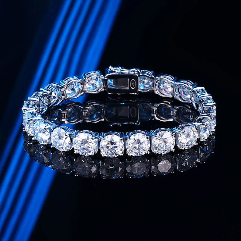 Each 6.5/8mm Full Moissanite Tennis Bracelets for Women Men Hip Hop Original Full Diamond 925 Sterling Silver Chain GRA