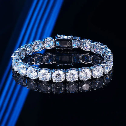Each 6.5/8mm Full Moissanite Tennis Bracelets for Women Men Hip Hop Original Full Diamond 925 Sterling Silver Chain GRA