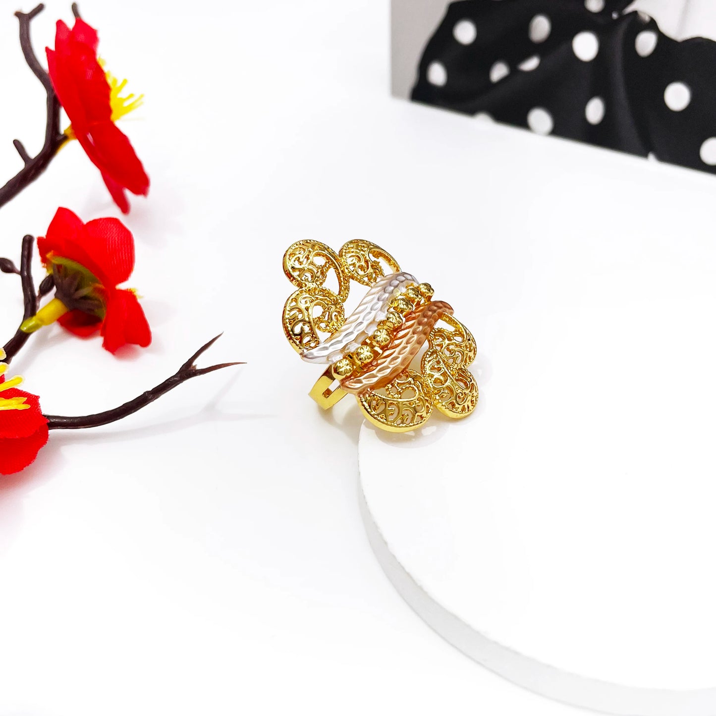 Women Jewelry Set Classic Design Tricolor Necklace Earrings Bangle And Ring 4PCS Set Jewelry Wedding Party Gift Good Quality