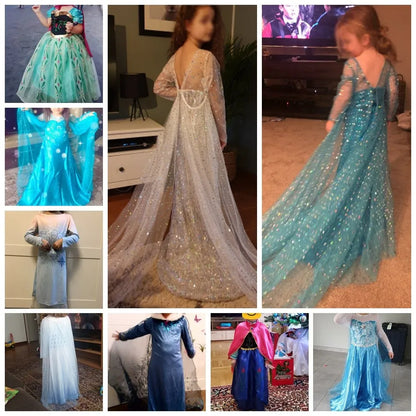 Vestido Elsa 2 Fantasia Meninas 3 5 6 8 10 Anos Infantil Halloween Cosplay Princesa Vestido Aniversário Roupa Festa