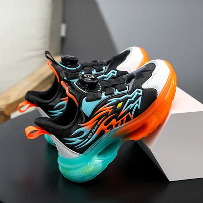 Boys leather lightweight winter sports shoes children's basketball running shoes spring and autumn new rubber soles