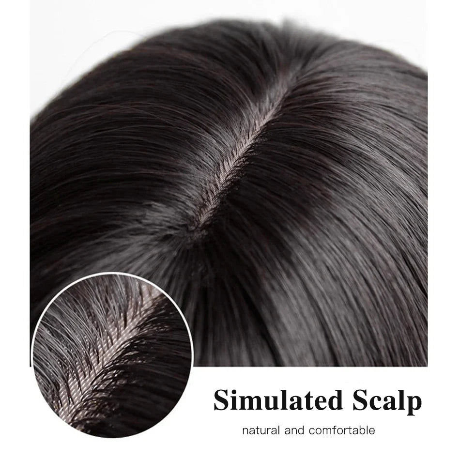 12x13cm Human Hair Toppers with Bangs Black Brown Clip in Hair Toupee for Women Skin Scalp Clip in Remy Hair Pieces