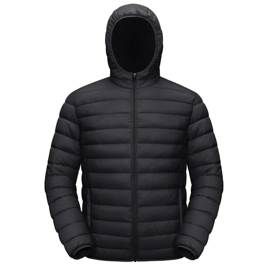 Lightweight Puffer Jackets Mens Water-Repellent Hooded Quilted Jacket Insulated Jacket Padded Coat Male Windbreaker