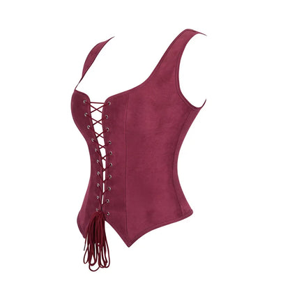 Steampunk Pirate Vest for Women Medieval Viking Bodice Corset Top Renaissance Halloween Cosplay Outfit
