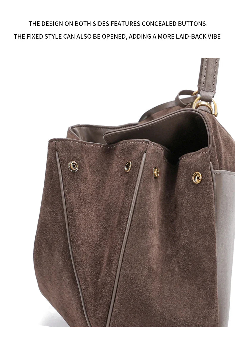 2025 Autumn Winter Women's Suede genuine leather Bag Shoulder Handbag Large Capacity Single Tote Bag Handbag Luxury Designer Bag