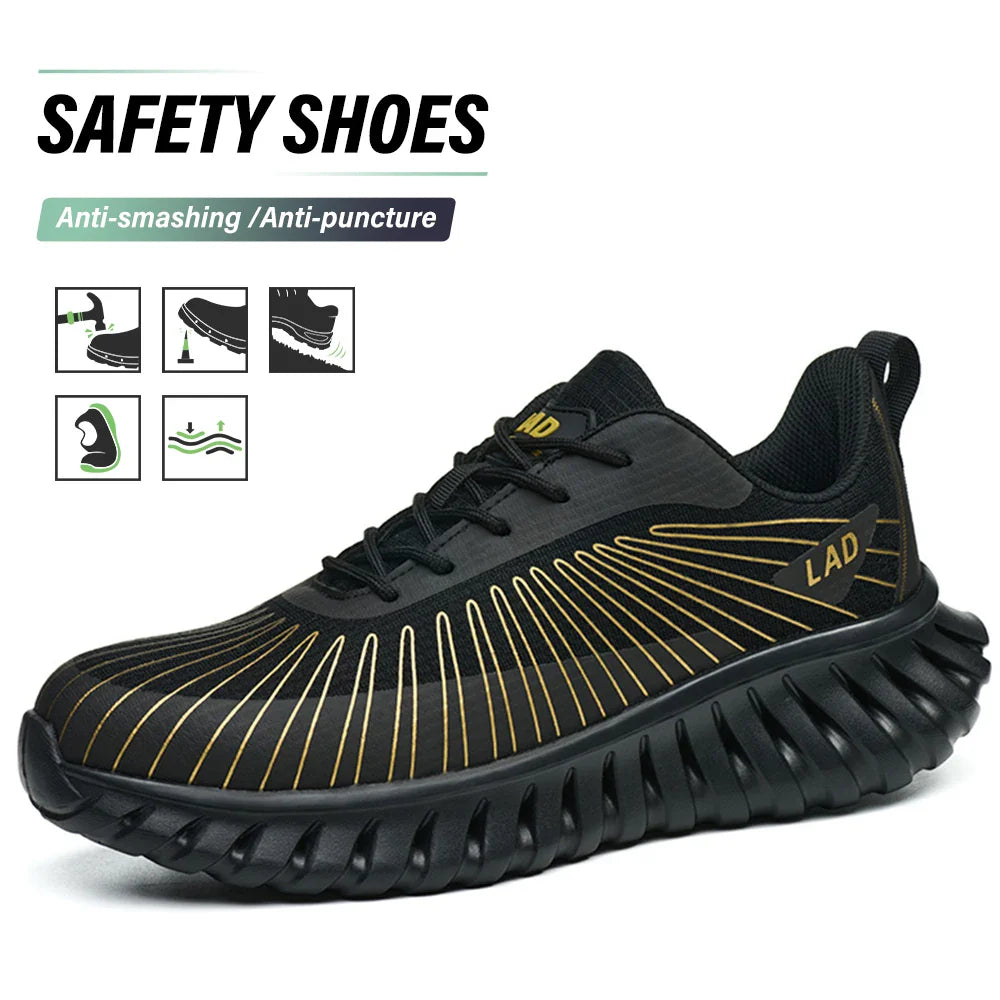 Ultra light soft soled safety shoes for men, anti smashing, comfortable and shock-absorbing work shoes