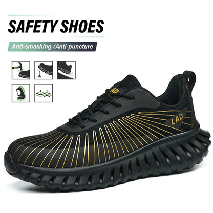Ultra light soft soled safety shoes for men, anti smashing, comfortable and shock-absorbing work shoes
