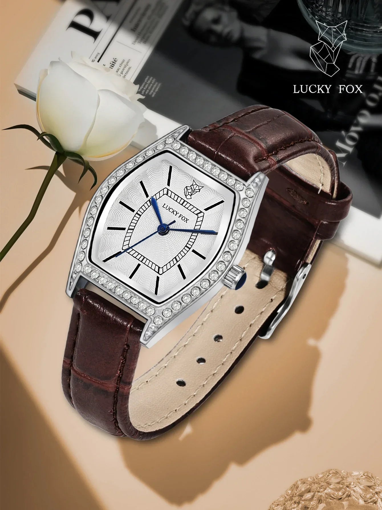 Retro ladies quartz watch barrel-shaped diamond luxury ladies wristwatch fashion watch as a gift