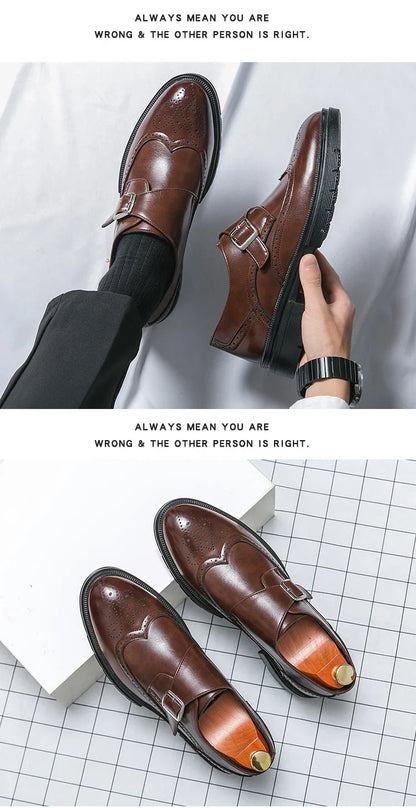 Fashion Formal Wedding Shoes Men Trend Casual Business Leather Shoes For Men High Quality Social Brogues Leather Shoes Male