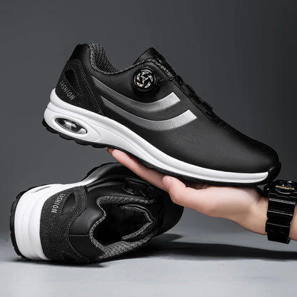 New Men's Fashion Casual sports shoes, Comfortable Hovershoe sole, Outdoor Leisure Walking cycling, Golf shoes, black and White