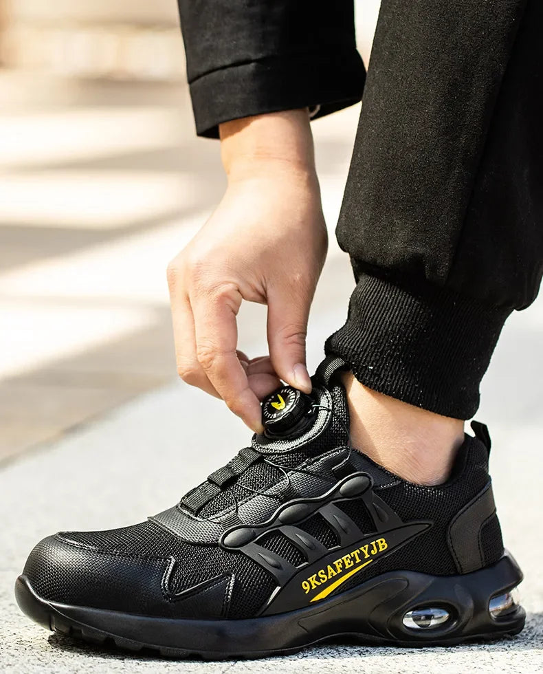 Men's Rotating Button Safety Shoes Steel Toe Work Sneakers Indestructible Shoes Puncture-Proof work Boots Air Cushion Men Boots