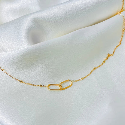 Fashion Stainless Steel Link Infinity Necklace Geometric Double Paperclip Pendant Women's Simple Jewelry Wholesale