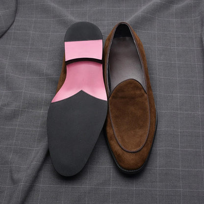 Luxury Italian Wedding Party Men's Loafer Dress Shoes Cow Suede Leather Slip-on Gentleman Fashion Suit Formal Shoes Man Footwear