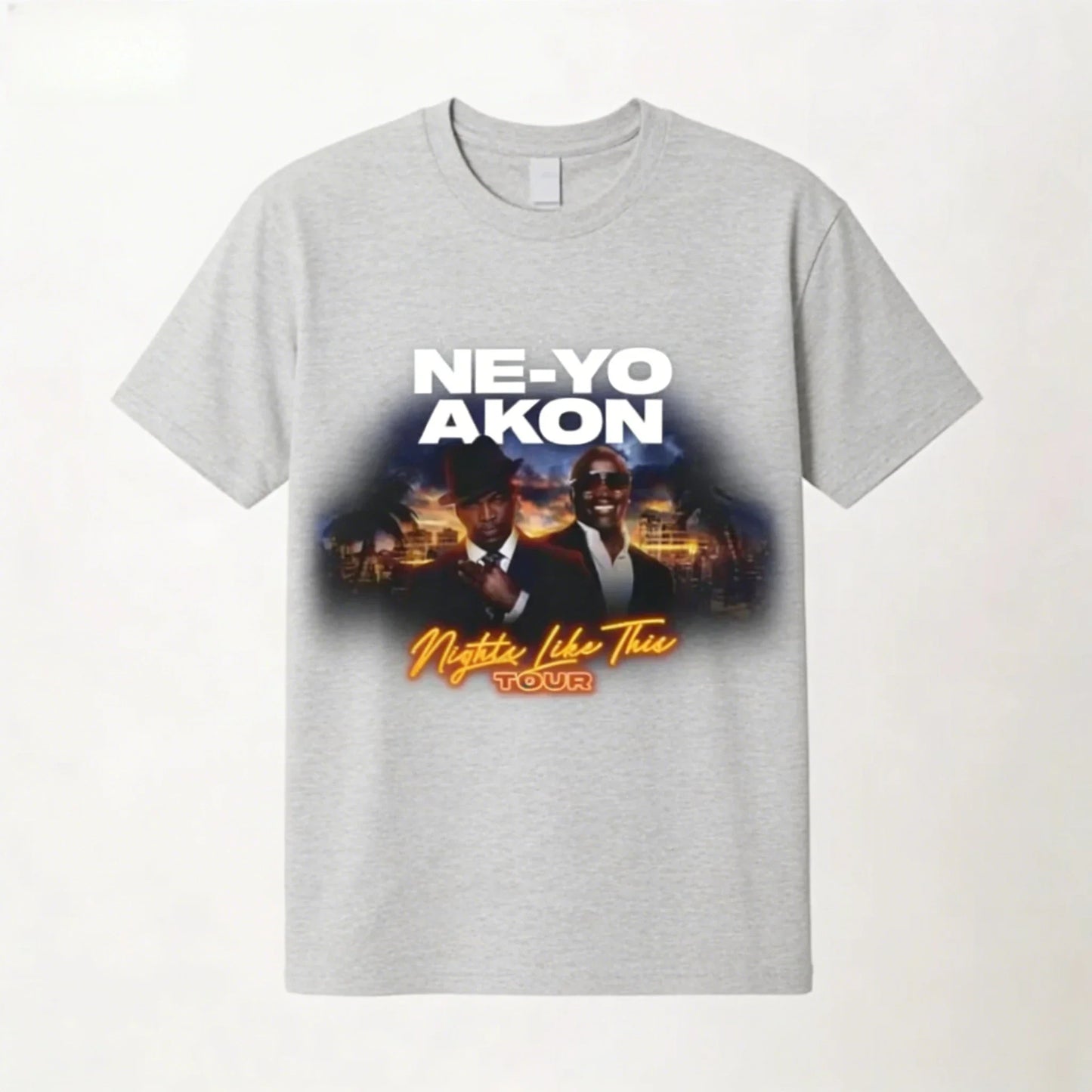 Ne Yo Akon 2026 New Night Like This Tour T Shirt Fashion Casual Top For Everyday Wear Slightly Breathable Hip Hop Streetwear