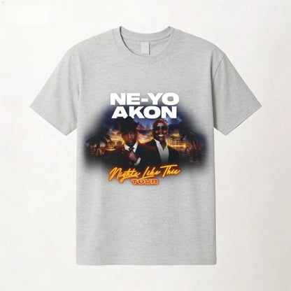 Ne Yo Akon 2026 New Night Like This Tour T Shirt Fashion Casual Top For Everyday Wear Slightly Breathable Hip Hop Streetwear