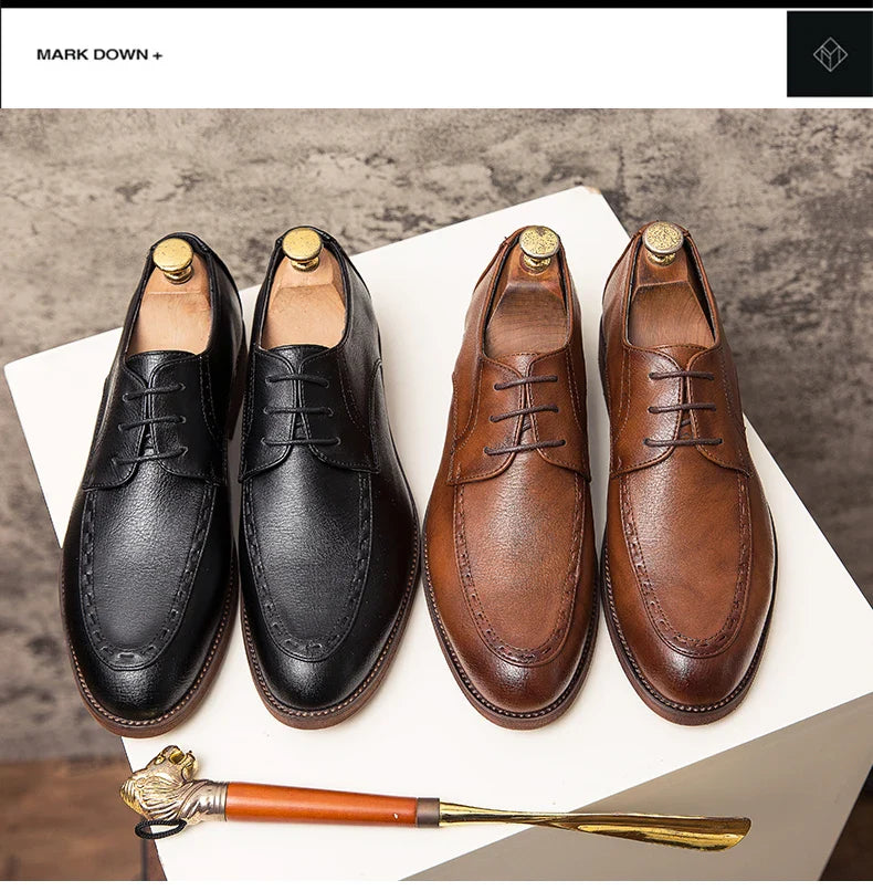 Trend Dress Shoes Man Retro Casual Business Oxfords Leather Shoes Men Formal Social Brogues Wedding Party Leather Shoes For Male
