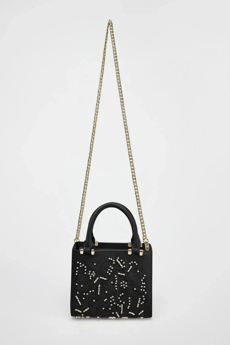Bolsa Tote Mini Duffel Pérola, Bolsa Transversal Feminina com Correntes, Bolsa Pequena Elegante Designer de Luxo Feminina