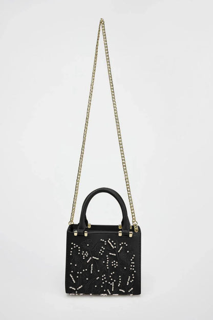 Bolsa Tote Mini Duffel Pérola, Bolsa Transversal Feminina com Correntes, Bolsa Pequena Elegante Designer de Luxo Feminina