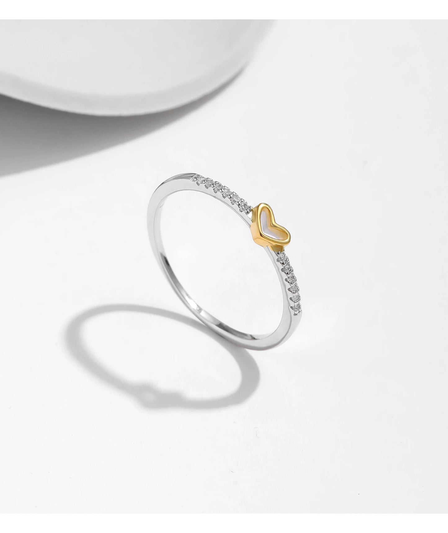 925 Sterling Silver Simple Romantic Heart Finger Ring Trendy Metallic Contrast Design Rings For Women Fine Jewelry
