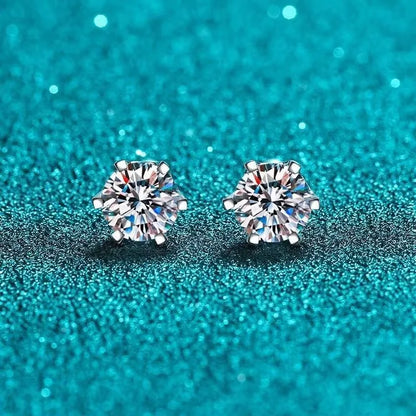 TY 0.3-2CT Moissanite Earrings 925 Sterling Silver Round Cut Stud Earrings Piercing Earrings for Men and Women Fine Jewelry