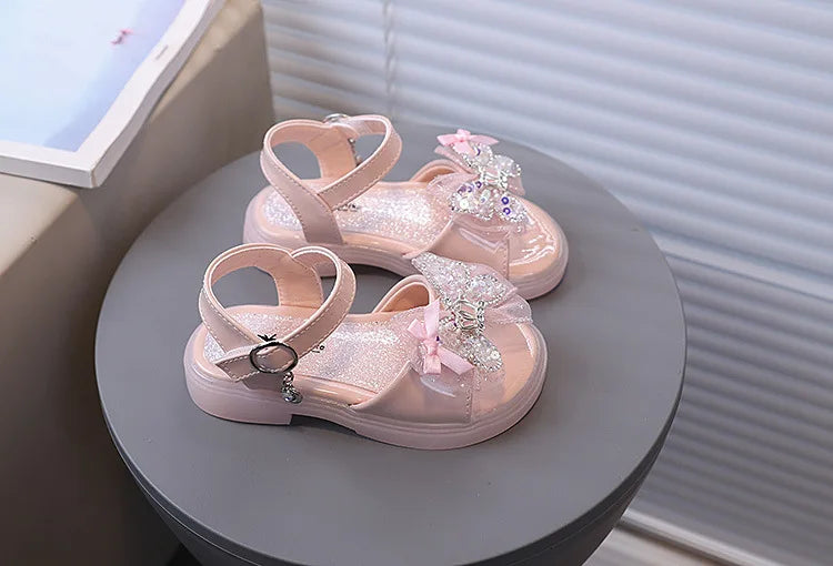 2026 Princess Girls Sandals Summer Children Beach Shoes Girls Open-toed Sandals Soft PU Leather Flat Kids Sandals For Girl