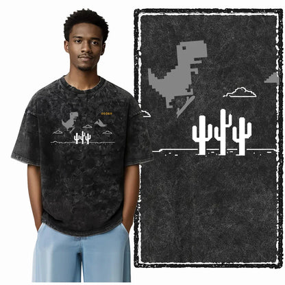 THEME Printed Cotton Acid Washed Exclusive Graphic Unisex T Shirt Cool Streetwear Men Tshirts Big Size Tee for men