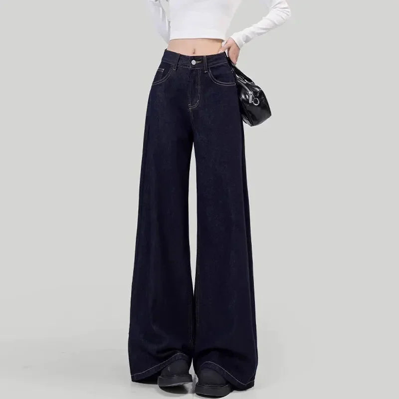 Women's Loose-Fit Jeans High-Waisted Straight-Leg Niche Draped Pants