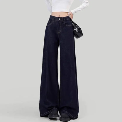 Women's Loose-Fit Jeans High-Waisted Straight-Leg Niche Draped Pants