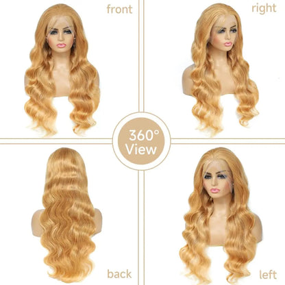13x6 HD Lace Front Human Hair Wig 210% Density Body Wave Human Hair Wigs Colored 27# Pre Plucked Brazilian Hair