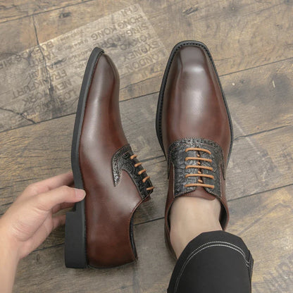 Fashion Designer New Men's Pointed Lace Up Oxford Shoes Male Wedding Dress Homecoming Formal Wedding Footwear