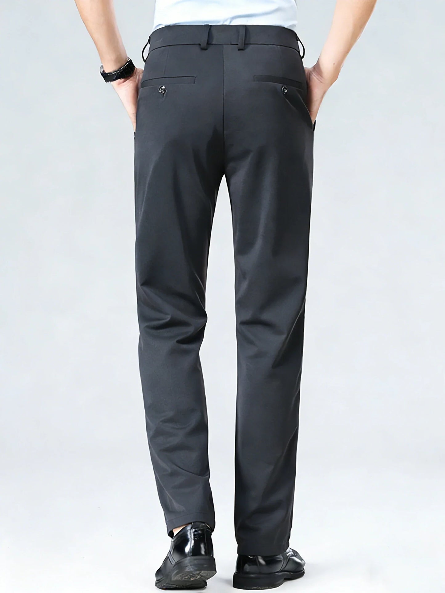 Men's Four-Way Stretch Business Casual Pants - Spring/Autumn Elastic Comfort Formal Dress Trousers for Office & Daily Wear