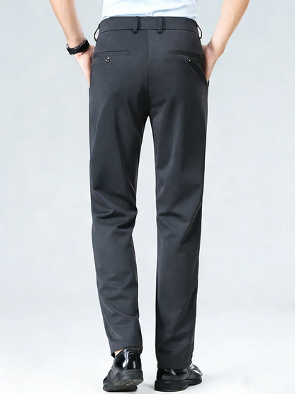 Men's Four-Way Stretch Business Casual Pants - Spring/Autumn Elastic Comfort Formal Dress Trousers for Office & Daily Wear