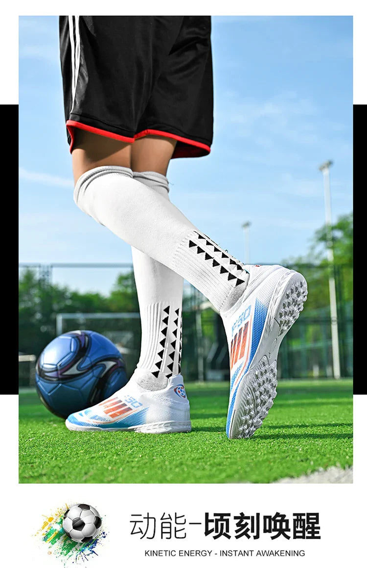 Without-Lace Mens Soccer Shoes f50 SLIP-ON Non-Slip Turf Soccer Cleats TF BOYS FG Training Football Boots Chuteira Campo 35-45