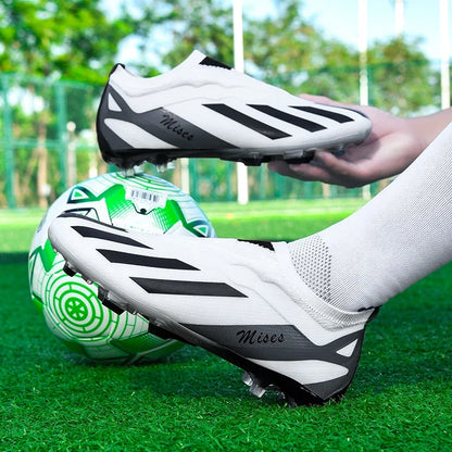 New Men Outdoor Football Boots Cleats Soccer Shoes Long Spikes FG Boys Non Slip Sport Training Breathable Match Comfortable