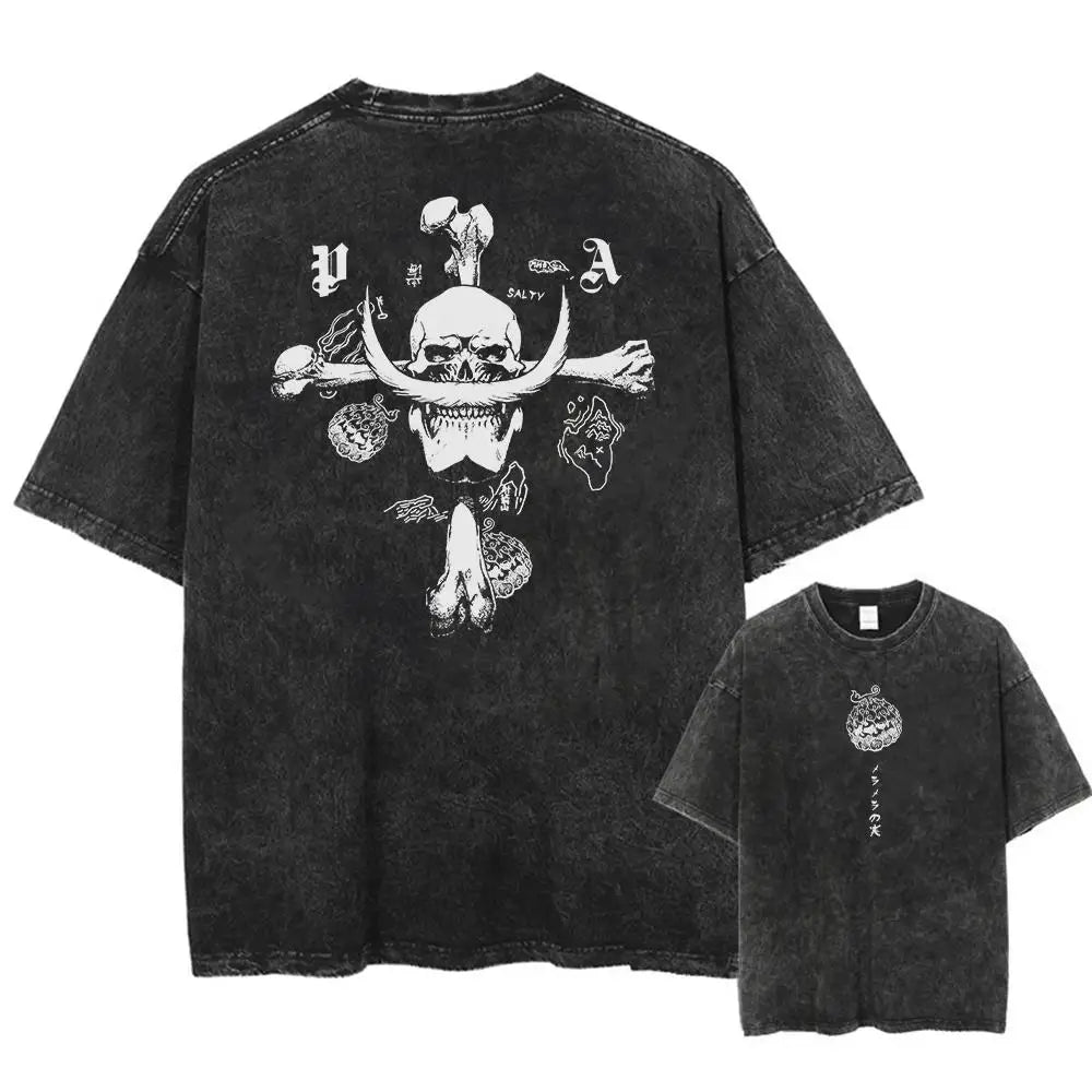Short Sleeve Tee Anime Washed Vintage Graphic T-Shirt Man Women Cosplay Casual Tops 2026 Summer Y2k Streetwear