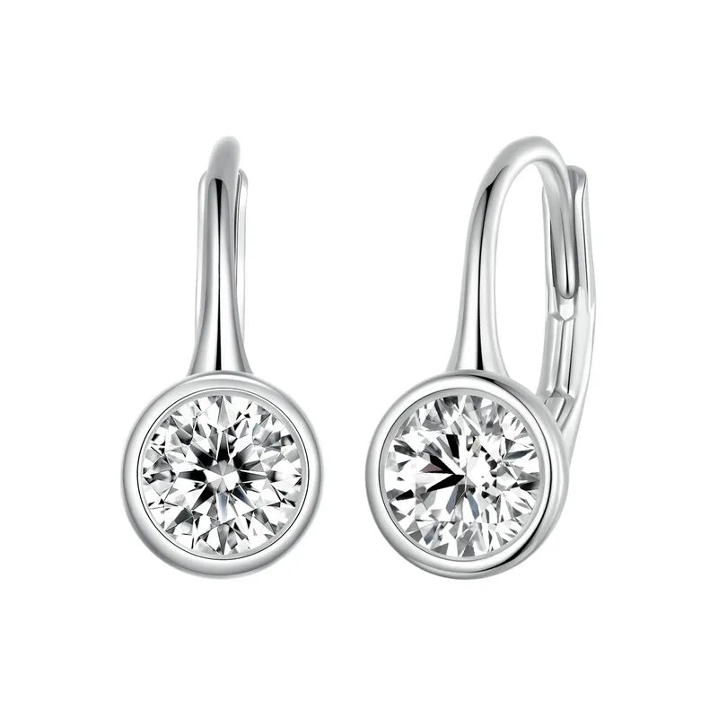 0.5CT Round Moissanite Ear Buckles 925 Sterling Silver Classic Hoop Earrings Hypoallergenic Earrings for Women MSE061
