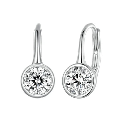 0.5CT Round Moissanite Ear Buckles 925 Sterling Silver Classic Hoop Earrings Hypoallergenic Earrings for Women MSE061