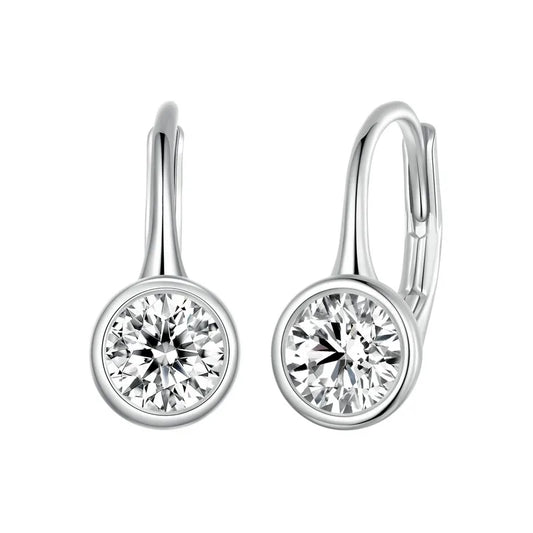 0.5CT Round Moissanite Ear Buckles 925 Sterling Silver Classic Hoop Earrings Hypoallergenic Earrings for Women MSE061
