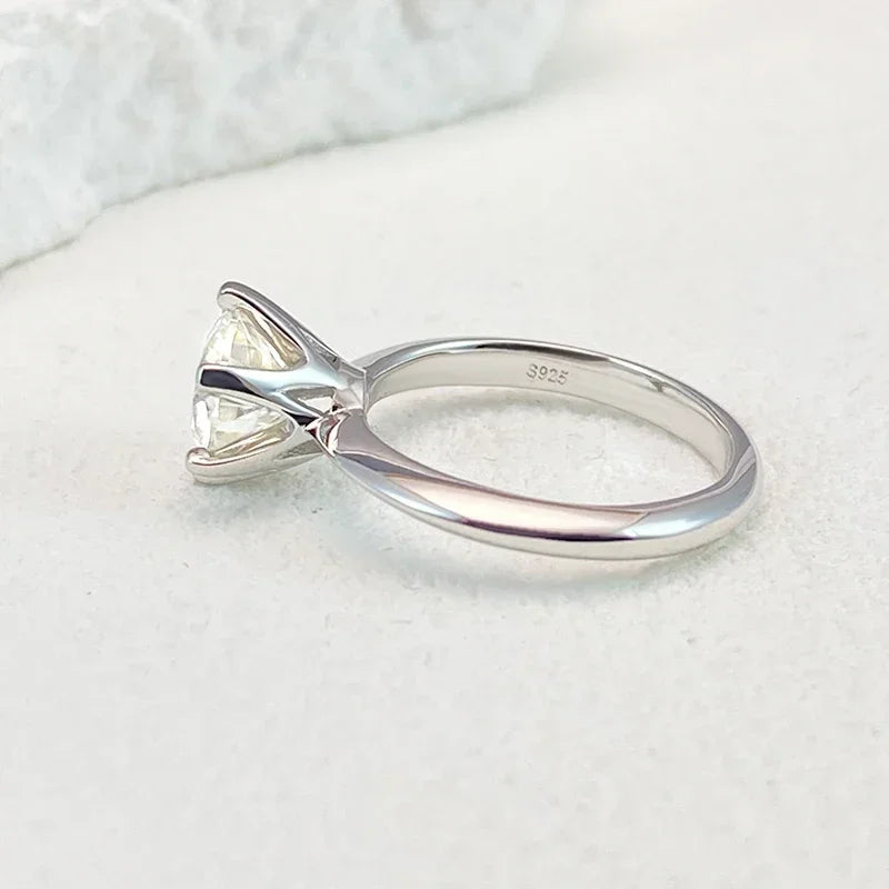Ring For Women 925 Sterling Silver with White Gold Plated Lab Diamond Engagement Wedding Band Jewelry