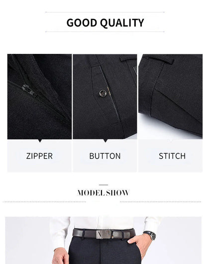 New Men's Summer Thin Business Pants Autumn Fashion Solid Gentle Thicken Casual Trousers Male Brand Suit Pant Black Grey GOZBKF