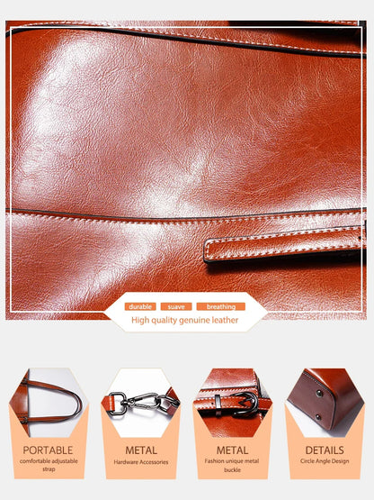 High Quality Women's Genuine Leather Tote Lady Luxury Designer Cowhide Shoulder Bag Large Capacity OL Handbag Shopper Bag