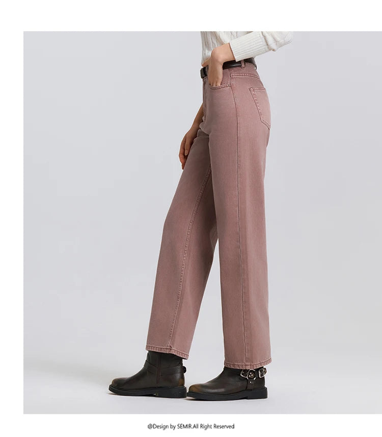 Semir Jeans Women Vintage Long Trousers 2025 New Spring Wide-leg Trousers Comfortable Soft Versatile Trousers
