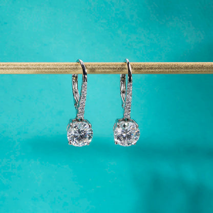 1 Carat D Color Moissanite Dangle Drop 925 Sterling Silver Earrings With Certificate Jewelry Wholesale