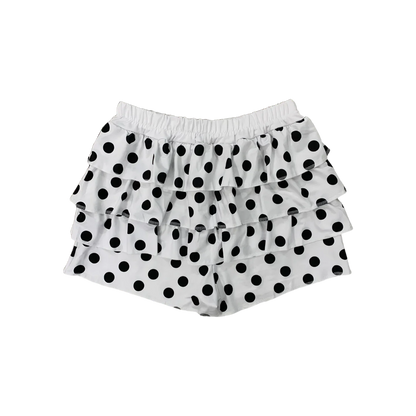 Summer Polka Dot Cake Shorts for Women Elastic Waist Bow Patch Slim Fit Casual Fashion Pants