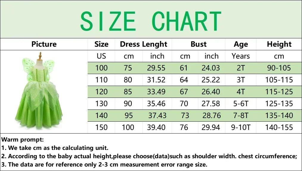 Disney Girls Cosplay Fada Tinker bell Vestido Crianças Princesa Fada das Flores Com Asas Fantasia Festa Tinkerbell Tinker Bell Vestido