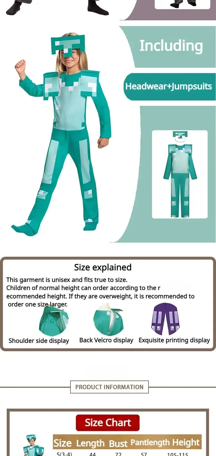 New Hot Toys Enchanted Diamond Armor Outfit Steve Costumes Ender Dragon Costume Video Game Inspired Character Outfit for Kids