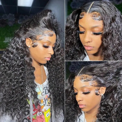 42 40 Inch 250% Density Jerry Curly 13x4 HD Lace Frontal Wig Glueless Pre Plucked Wet and Wavy Curly Human Hair Wig