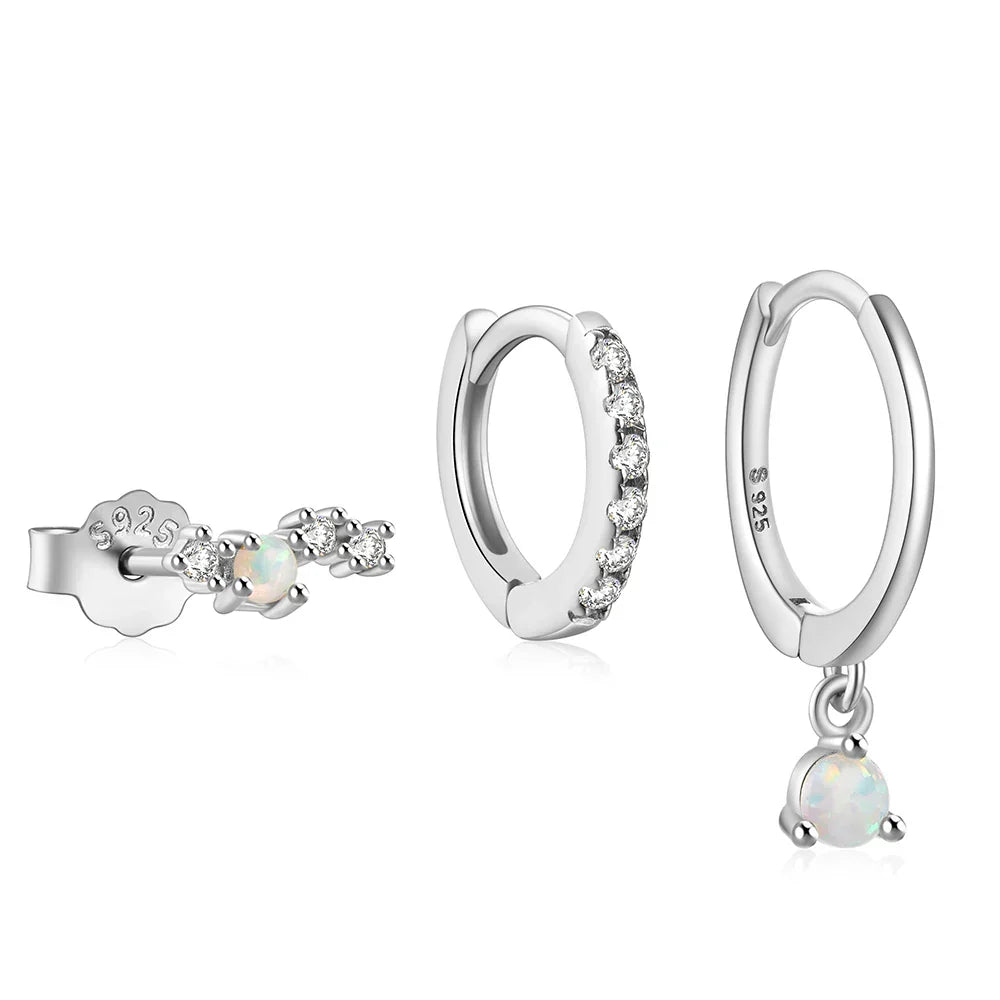 925 Sterling Silver 3PCS DIY Hoop Earring With Piercing Stud Earring Set Women Men Party Wedding Jewelry Set pendientes 925