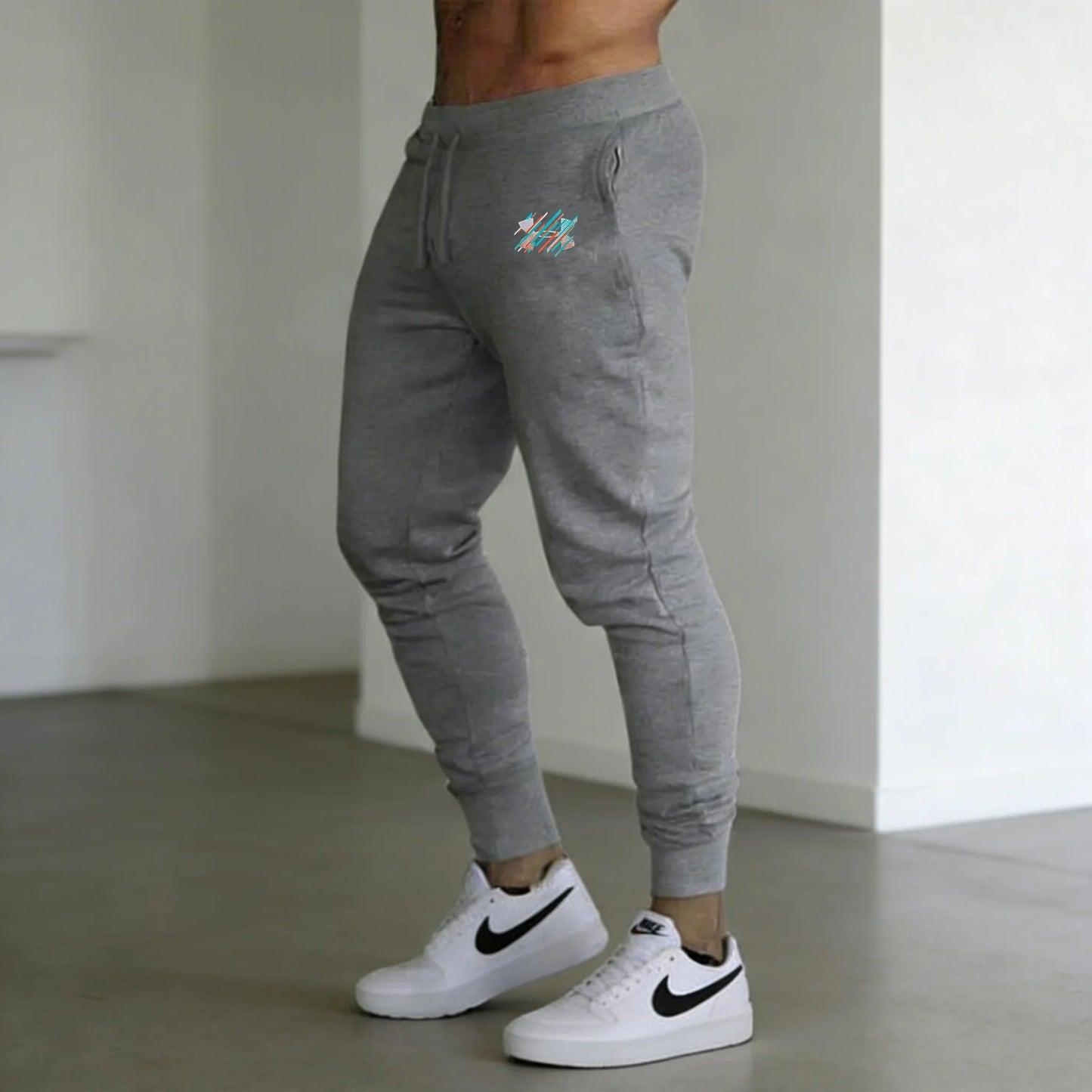 New Casual Mens Mosaic print Casual Sports Pants Running Workout Jogging Long Pants Gym Sport Trousers for Men Jogger Sweatpants